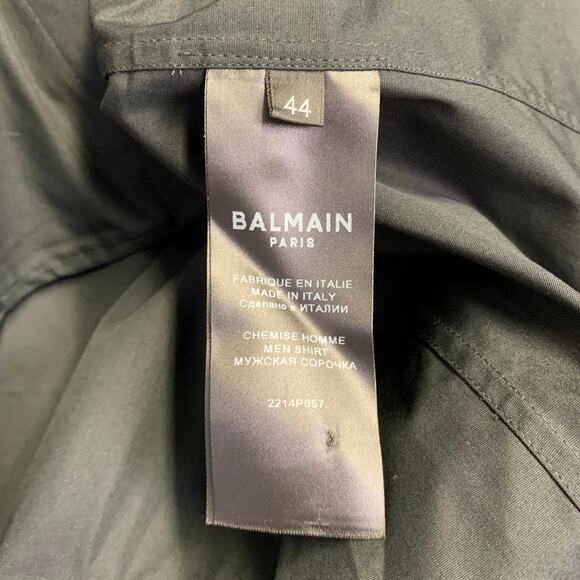 BALMAIN Size XS Black Silver Beaded Bib Nehru Collar Long Sleeve Shirt - Picture 6 of 8